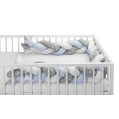   Prémium fonott fejvédő kiságyba 210cm - kék/szürke csillagos