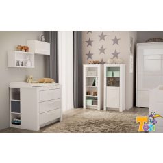   Todi White Bunny  keskeny nyitott polcos szekrény (140 cm magas) - erezett fehér