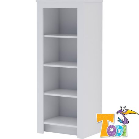 Todi White Bunny  keskeny nyitott polcos szekrény (140 cm magas) - erezett fehér