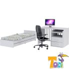 Todi White Bunny  5 az 1-ben multifunkciós kombiágy - erezett fehér /magasfényű fehér