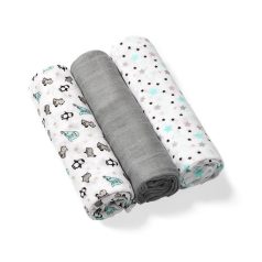   BabyOno 3 db-os színes,mintás textil pelenka bambusz - szürke csillagos