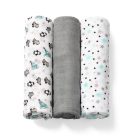 BabyOno 3 db-os színes,mintás textil pelenka bambusz - szürke csillagos