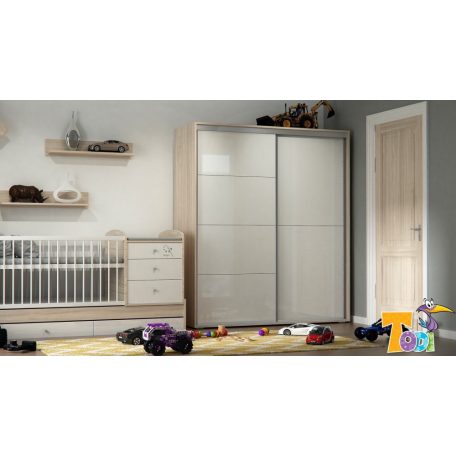 Todi Magic  gardróbszekrény 140-es szilfa/fényes fehér