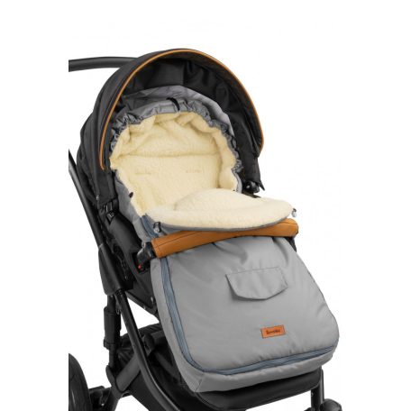 Gyapjú béléses bundazsák babakocsiba - világos szürke